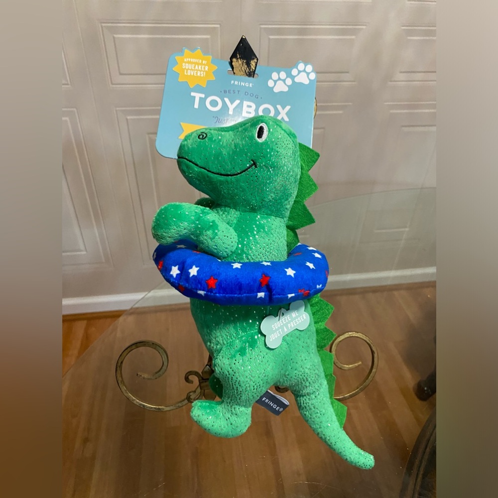 Fringe Dog Toy Dinosaur  Rex just jump in 13” With Squeaker